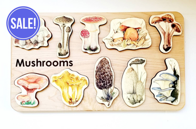 SECONDS/IMPERFECT Mushroom Wooden Puzzle for Homeschooling Lessons