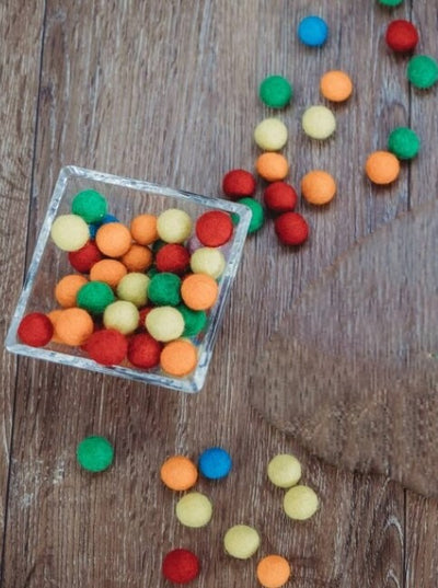 Wool felt balls for the Rainbows