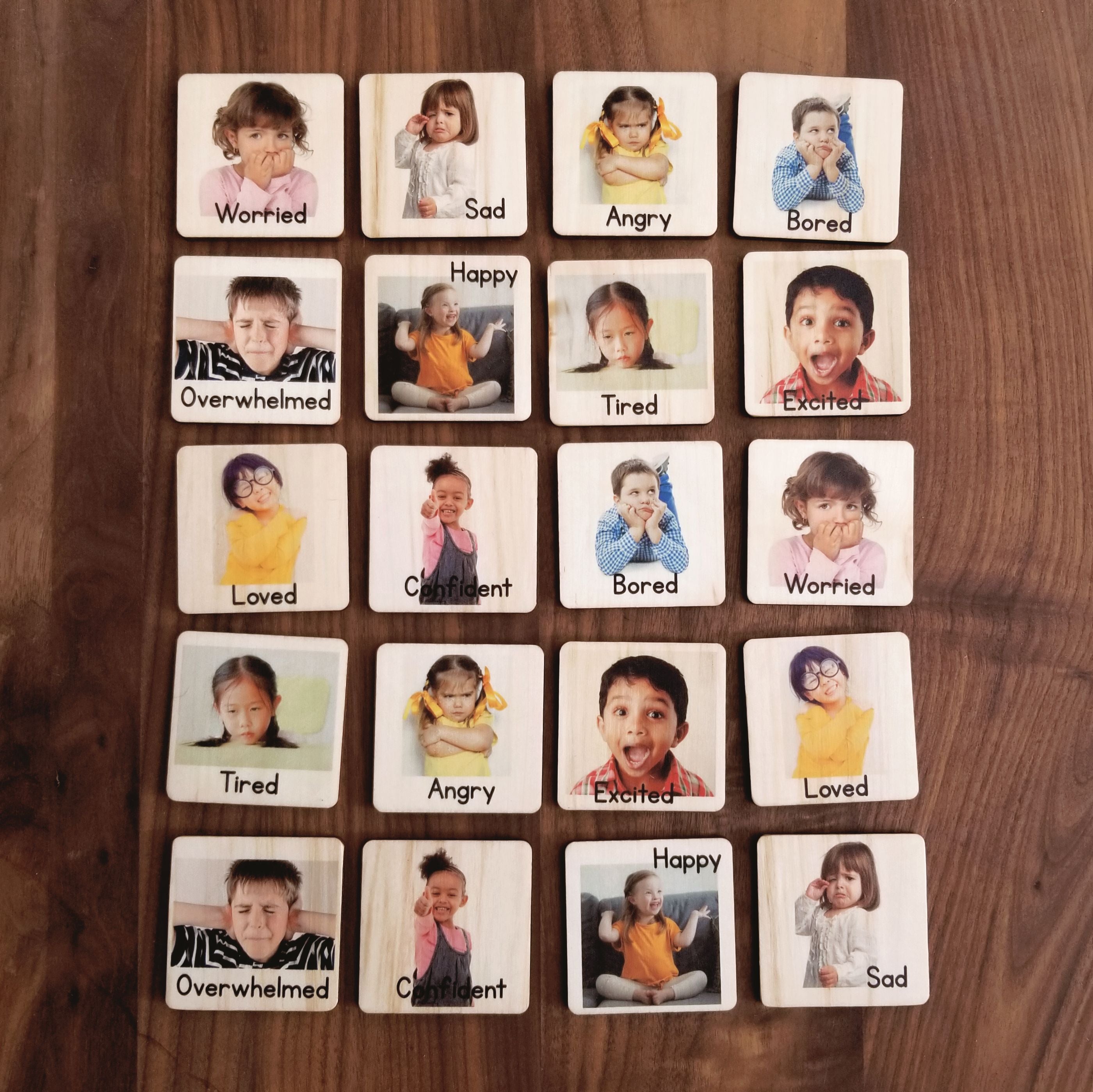 Emotion tiles - Montessori classroom - Montessori materials - emotiona ...