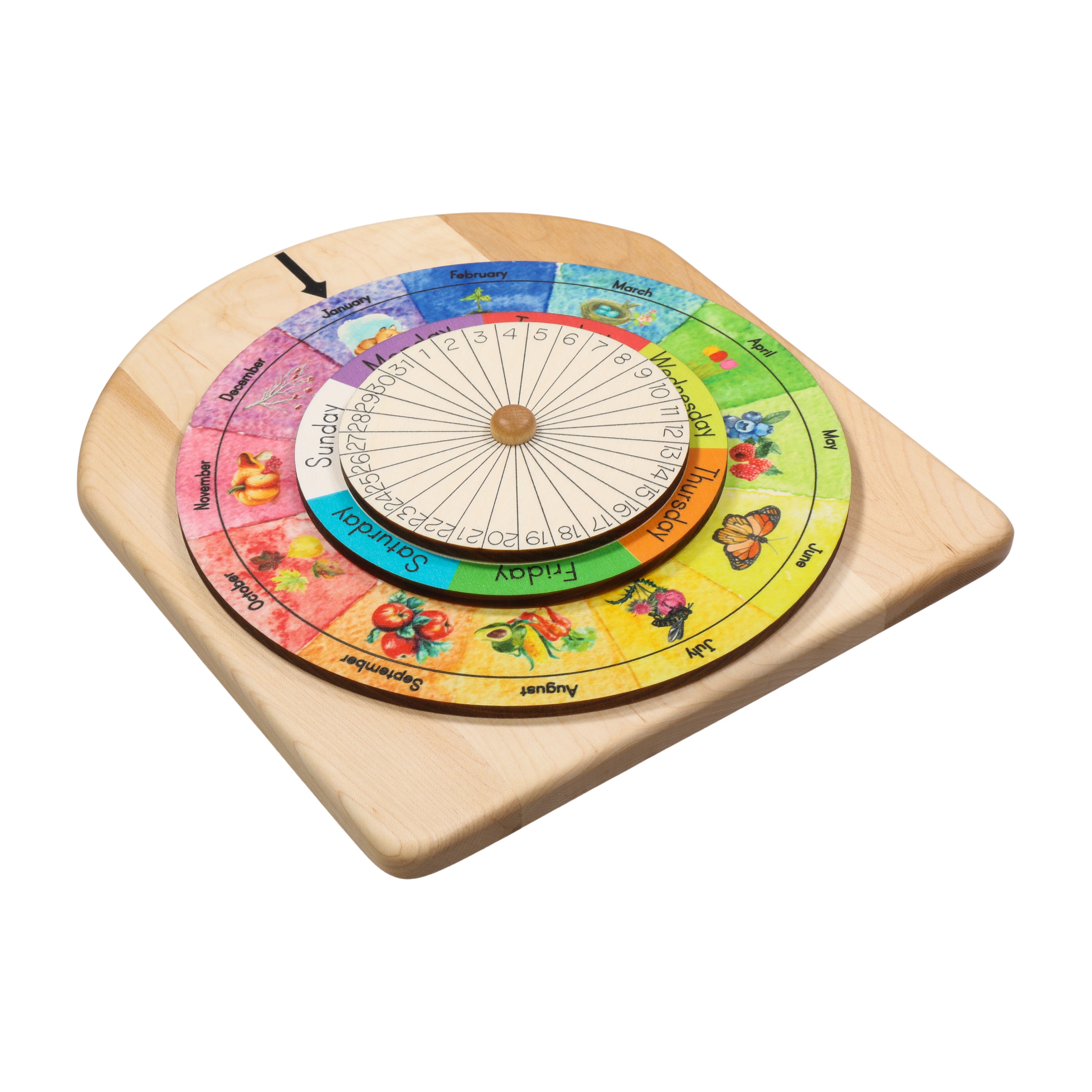 Wheel of the year - wooden perpetual calendar- nature calendar - desk ...