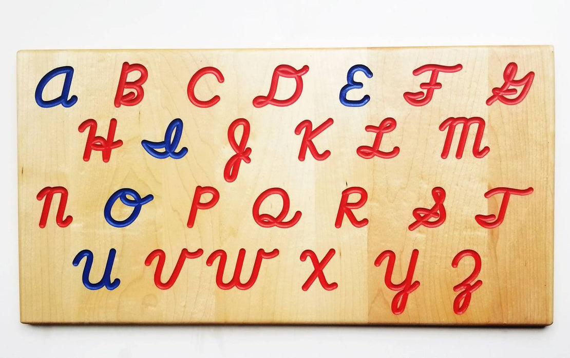 Cursive alphabet tracing board - wooden alphabet board - wooden tracing  board - Montessori - Waldorf